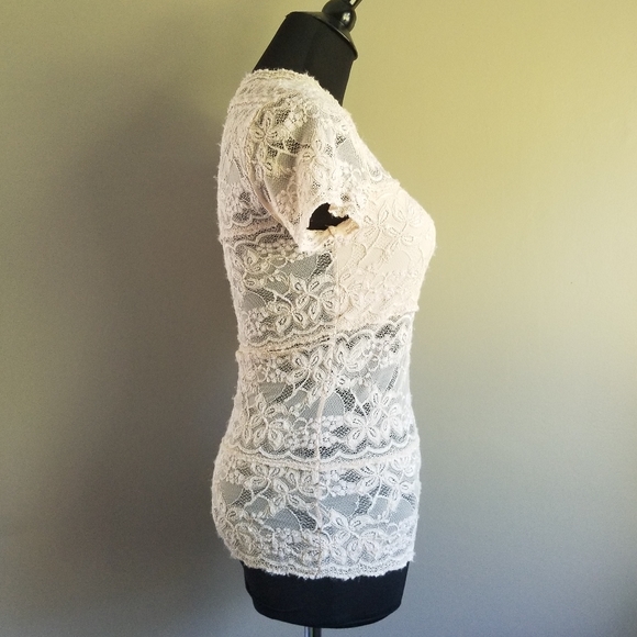 Bebe Nude Lace Top - Picture 2 of 9